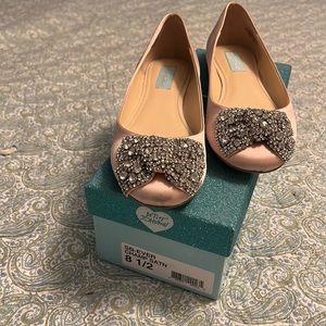 Betsey Johnson Pink Flats with Silver Embellishments